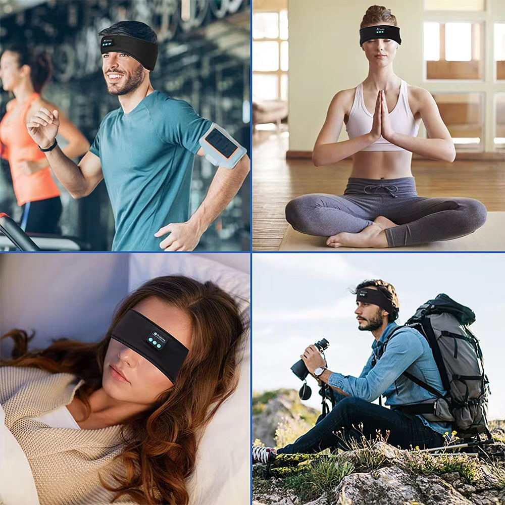 Sleep Eye Mask with Bluetooth 5.0 Headphones Soft Elastic Comfortable Headband ASMR Sleeping Band 10H Music