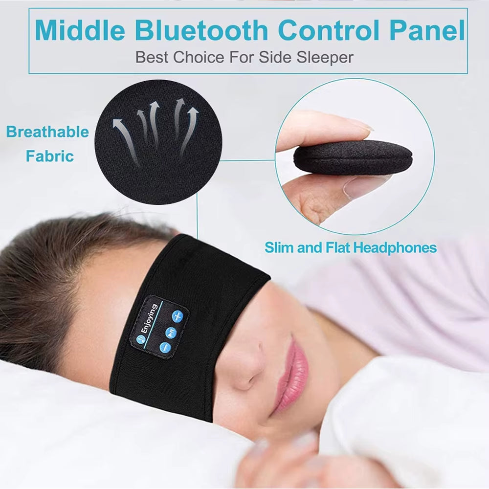 Sleep Eye Mask with Bluetooth 5.0 Headphones Soft Elastic Comfortable Headband ASMR Sleeping Band 10H Music