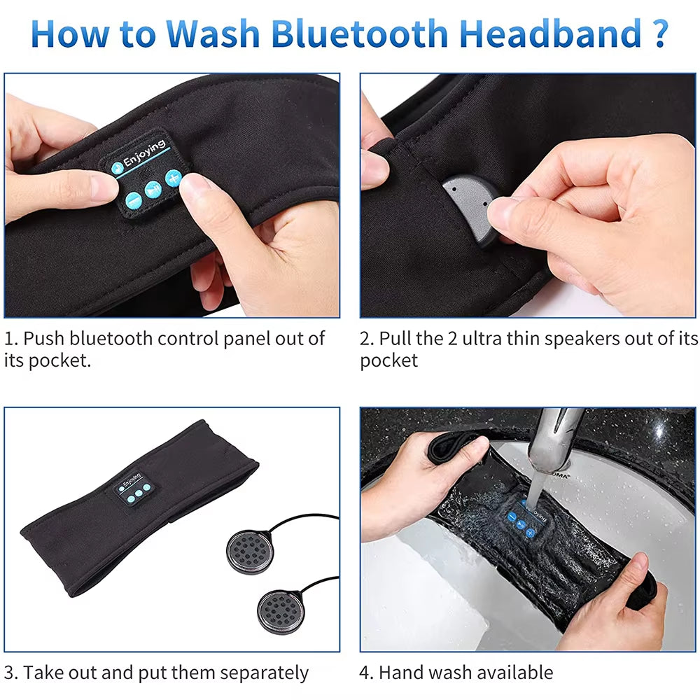 Sleep Eye Mask with Bluetooth 5.0 Headphones Soft Elastic Comfortable Headband ASMR Sleeping Band 10H Music